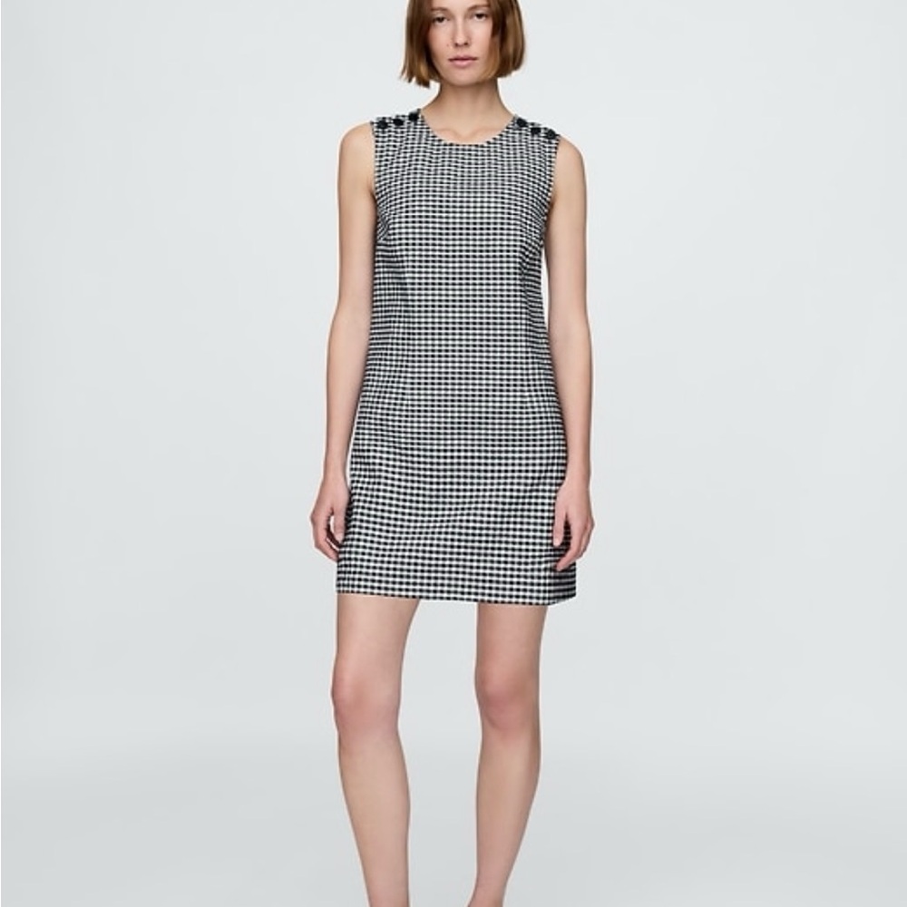 Elegant Black and White Checkered Mini Dress